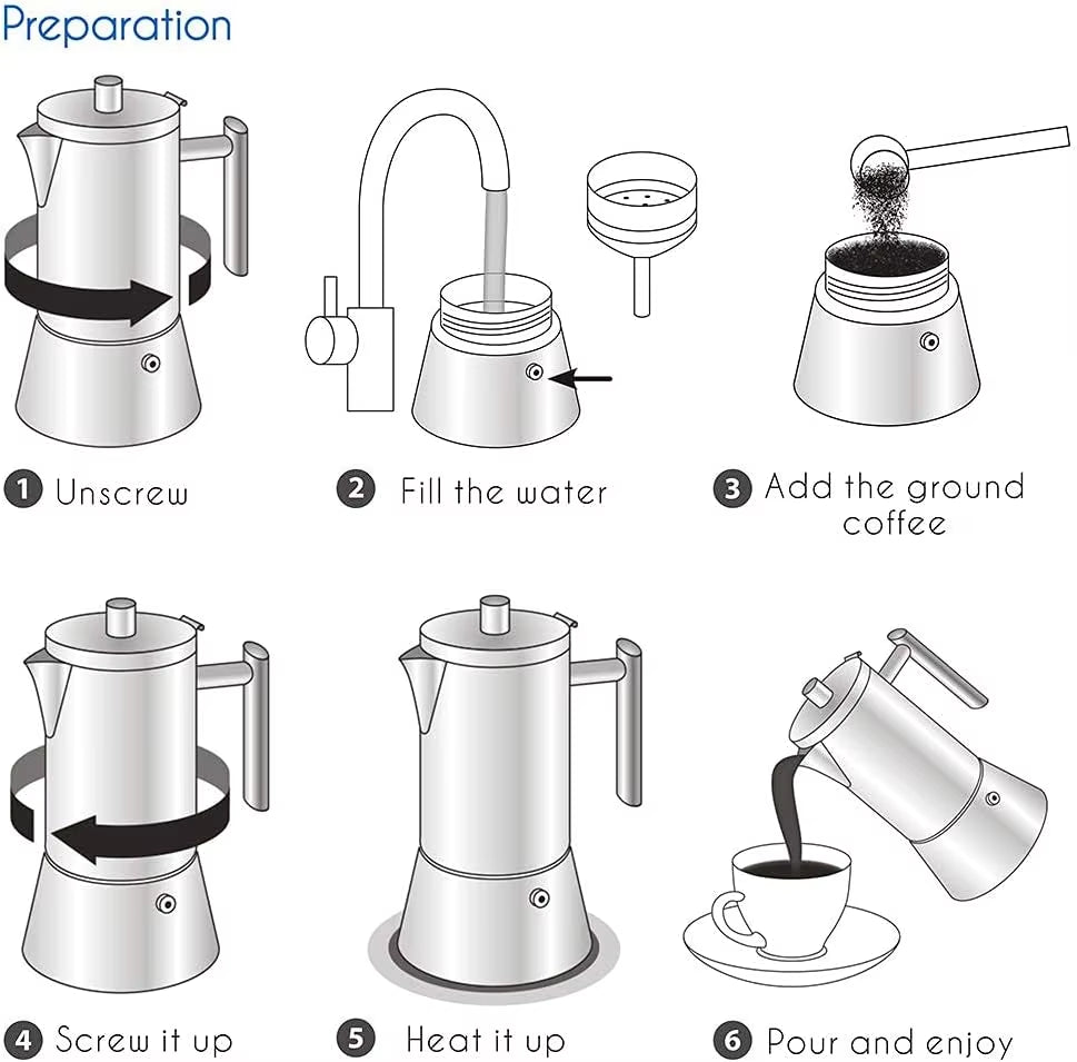 Diego Stovetop Espresso Maker Stainless Steel Italian Coffee Machine Maker Induction Moka Pot