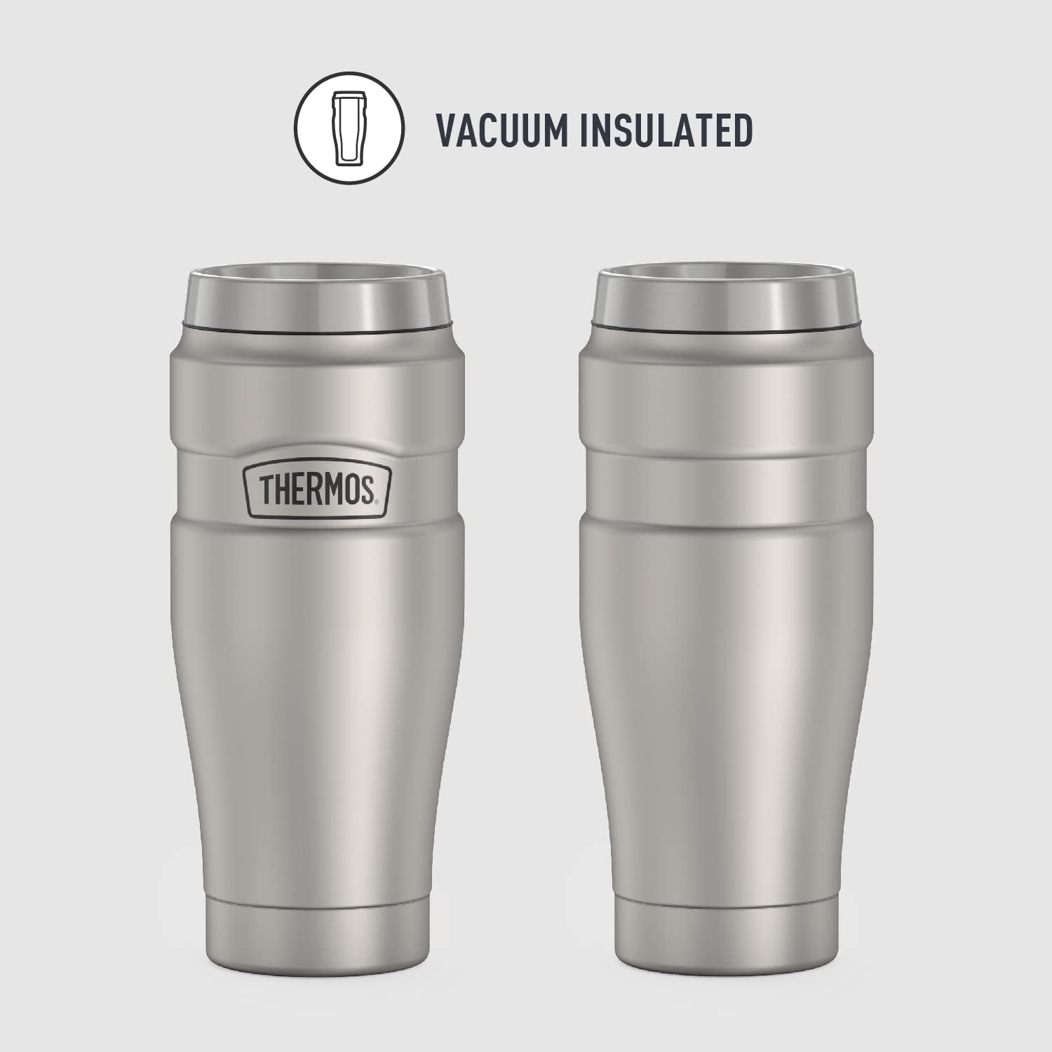Stainless King Vacuum-Insulated Travel Tumbler, 16 Ounce, Matte Steel
