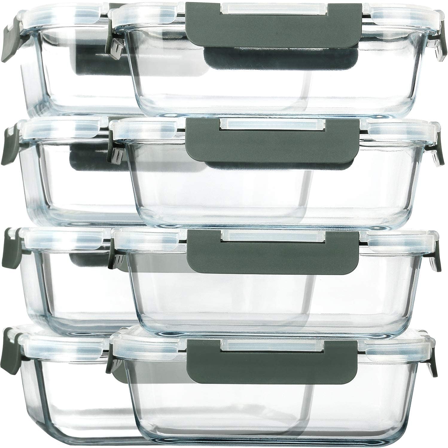 [8 Packs,30 Oz]Glass Meal Prep Containers,Mcirco Glass Food Storage Containers,Airtight Glass Lunch Containers with Lids - Bpa-Free Microwave, Oven, Freezer and Dishwasher Safe