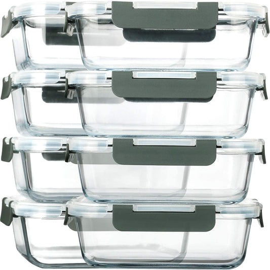 [8 Packs,30 Oz]Glass Meal Prep Containers,Mcirco Glass Food Storage Containers,Airtight Glass Lunch Containers with Lids - Bpa-Free Microwave, Oven, Freezer and Dishwasher Safe
