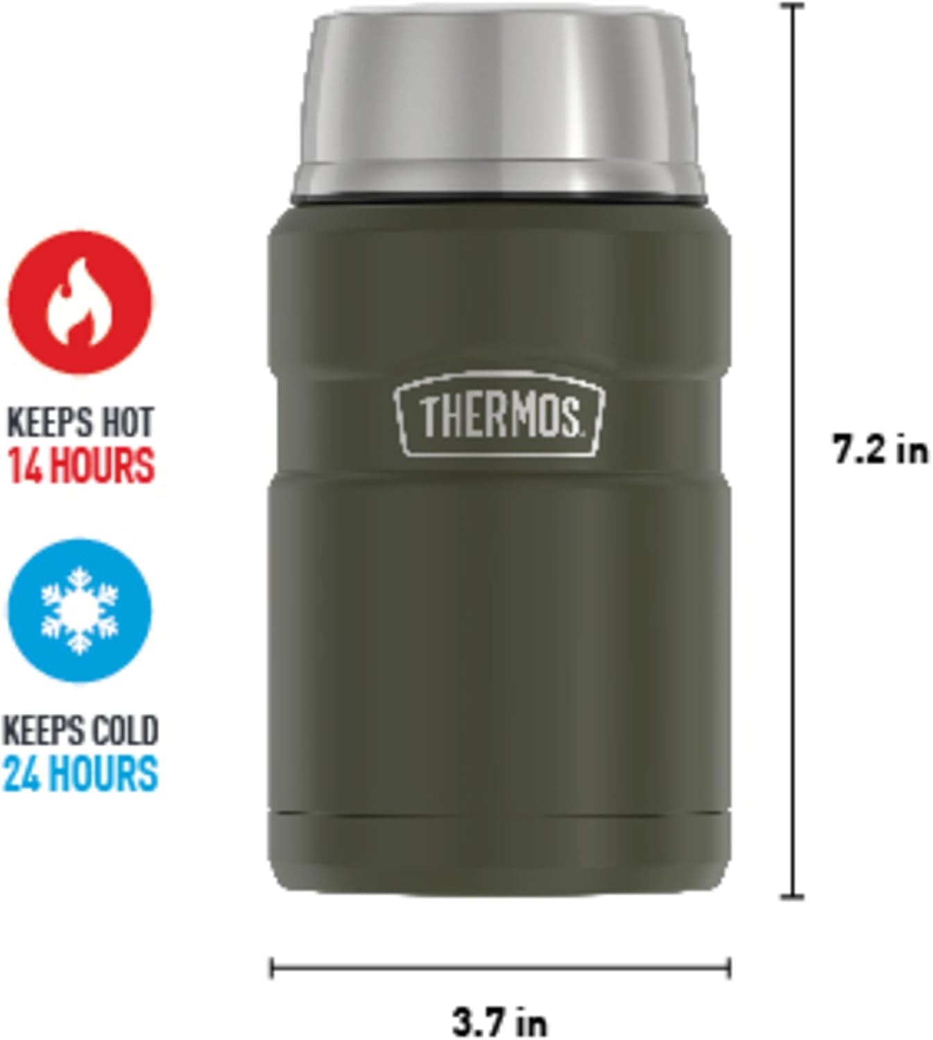 Stainless King Vacuum-Insulated Food Jar, 24 Ounce, Army Green