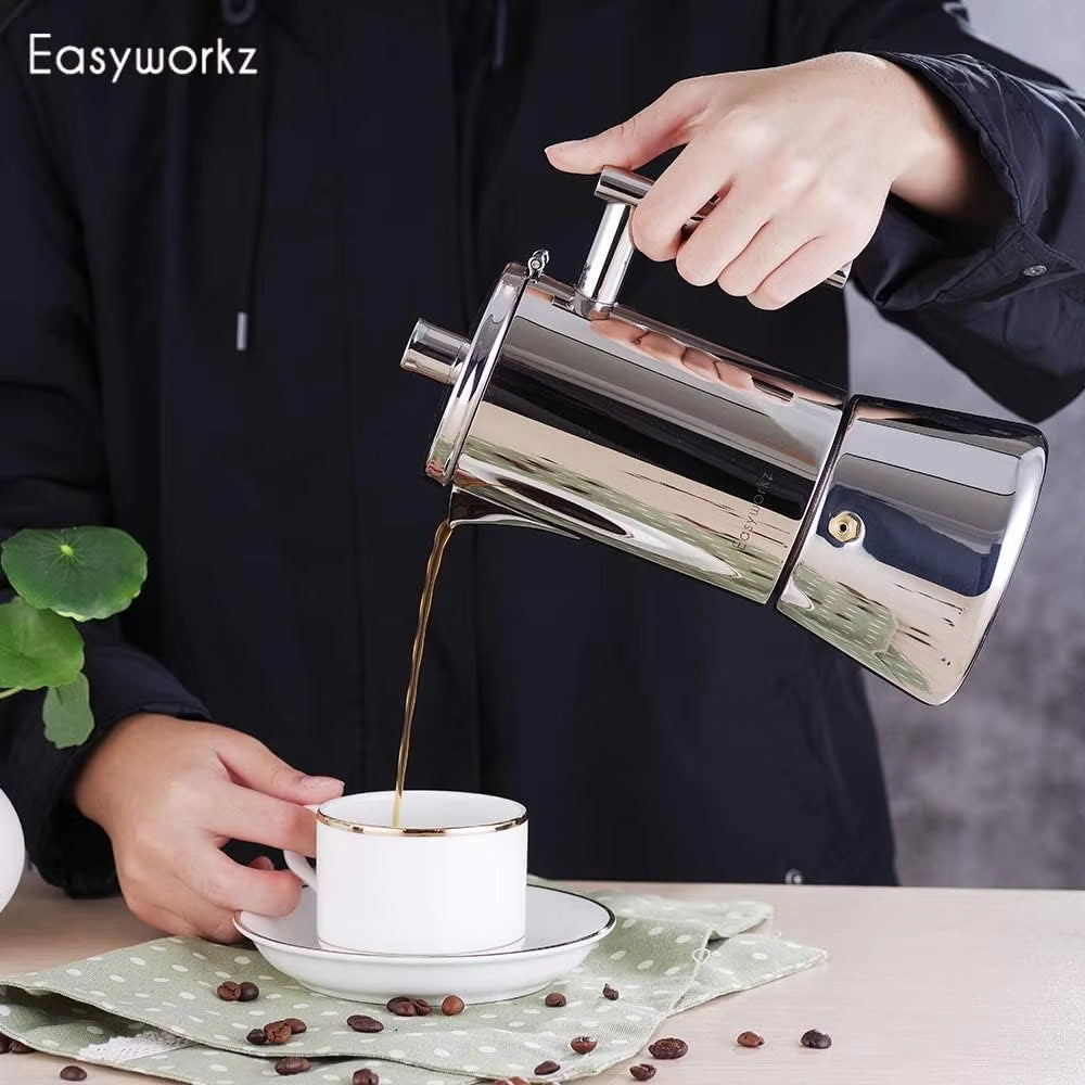 Diego Stovetop Espresso Maker Stainless Steel Italian Coffee Machine Maker Induction Moka Pot