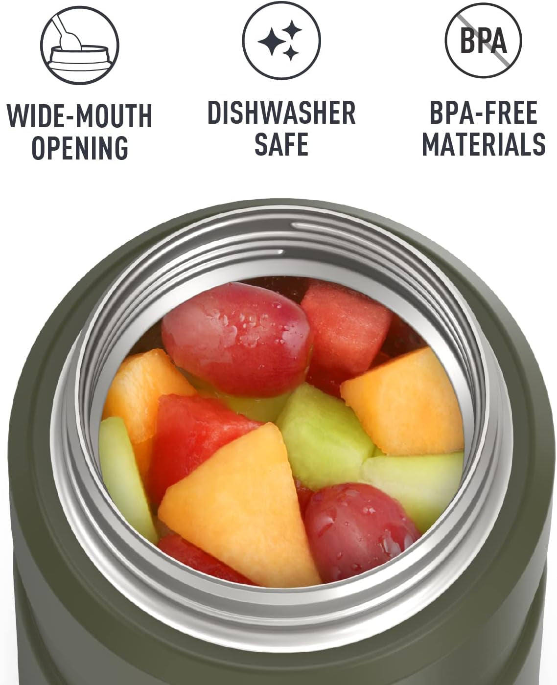 Stainless King Vacuum-Insulated Food Jar, 24 Ounce, Army Green