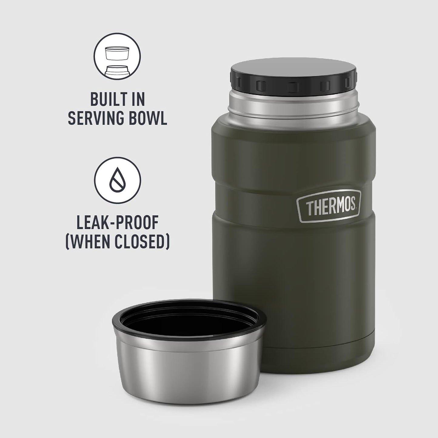 Stainless King Vacuum-Insulated Food Jar, 24 Ounce, Army Green