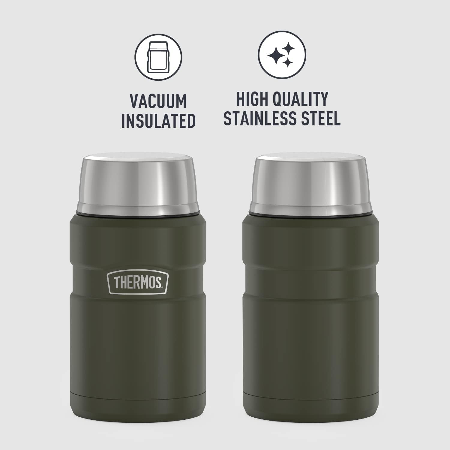 Stainless King Vacuum-Insulated Food Jar, 24 Ounce, Army Green